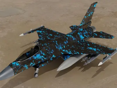 F 16 3D model fighter jet camouflage Low-poly 3D model