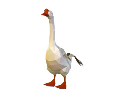 Animated Black Goose Lowpoly Art Style Low-poly 3D model