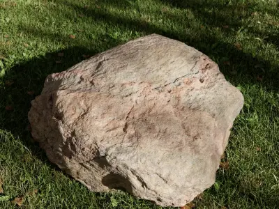  Rippled Round Large Rock Boulder Model, Pale Red 