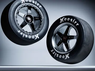 Hoosier Tire Weld Wheels Ventura Drag racing package Low-poly 3D model