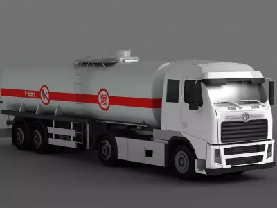 semitruck trailer tank fuel cistern heavy-duty tractor lorry  3D model