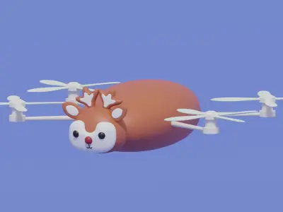 Cartoon Deer Animal Drone 3D model