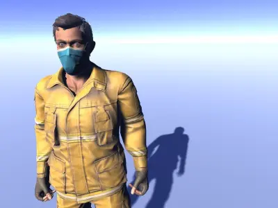 Biohazard Man - animated rigged Man Low-poly 3D model
