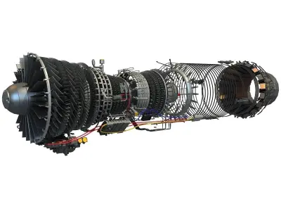 Pratt Whitney F100 Turbofan Engine 3D model