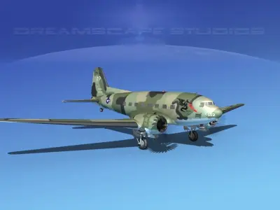 Douglas C-47 Dakota USAF V05 3D model