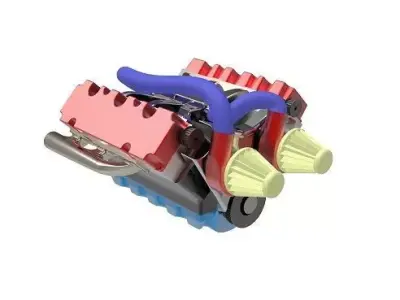 v6 Engine Low-poly 3D model