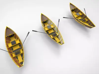 Traditional wooden boats 3D model