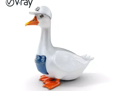 Stylized Goose with Hard Hat and Apron Model Pack Low-poly 3D model