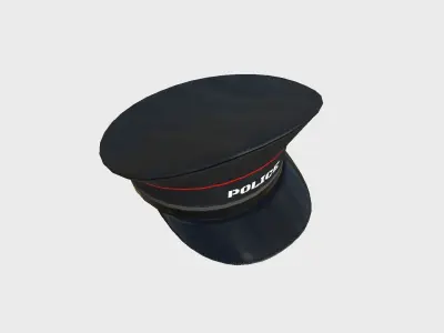 Police Cap 09 Black Red - Military Character Design Fashion Low-poly 3D model