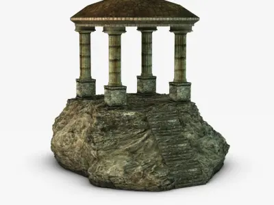 Ancient temple on a rock 3D model