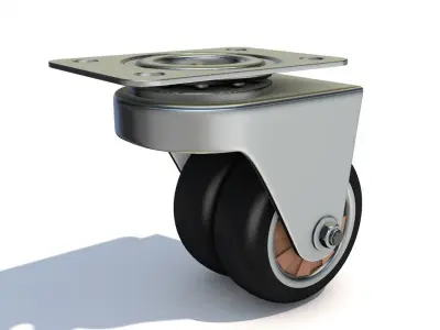 Set of realistic high quality caster wheels for cart 3D model