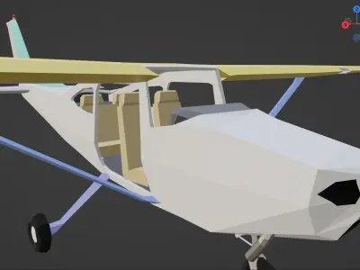 Low poly Cessna 172 Skyhawk with interiors Low-poly 3D model