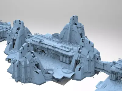 Space colony Military base 1 3D model