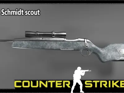 5 weapon Rifles in counter strike Low-poly 3D model