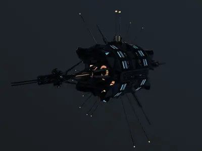 Scifi Space Satellite Antenna Probe Low-poly 3D model