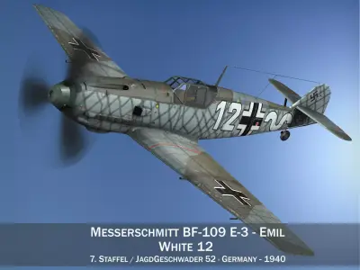 Messerschmitt - BF-109 E - White 12 3D model