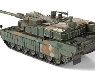 K2 Black Panther Tank Low-poly 3D model