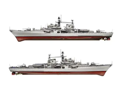 The modified Hangzhou ship DDG136 956EM Sovremenny-class Low-poly 3D model