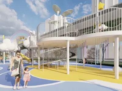 The Giraffe-themed commercial center children playground 3D model