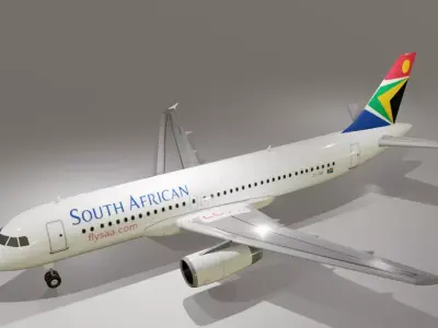 South African Airways airbus a320-232 low poly 3d model Low-poly 3D model