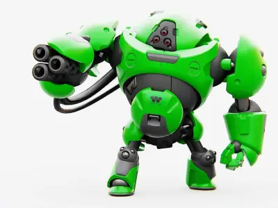 MILITARY BOT F-500 RIGGED 3D model