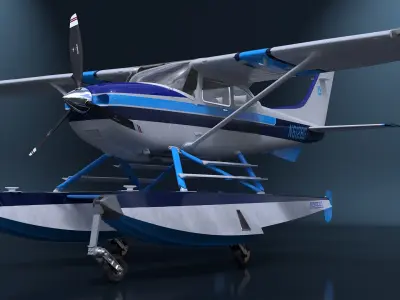 Seaplane Cessna 182 Floatplane 3D model