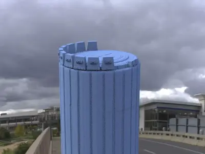 Helipad tower on cloudy day 3D model