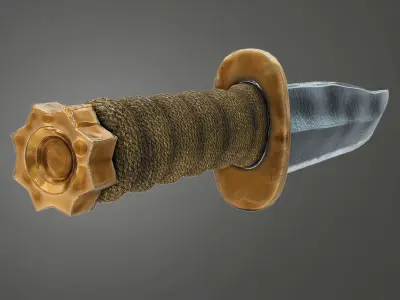 Old Knife 3D Model Low Poly PBR Low-poly 3D model