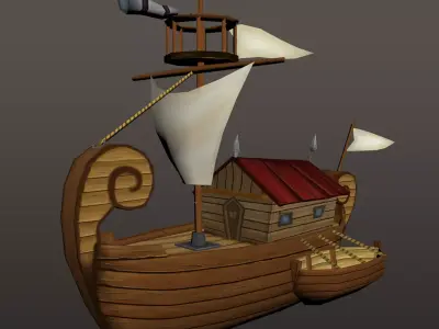 Adventure Cartoon Ship Low-poly 3D model