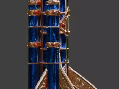 Stylized Sapphire and Rose Gold Rocket 3D Model Low-poly 3D model