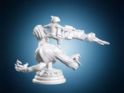 Groot and Rocket Raccoon Marvel Miniature 3D print model