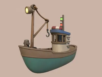 Stylized Simple Fishing Boat Low-poly 3D model