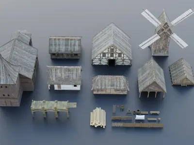 Medieval Village AssetPack Low-poly 3D model