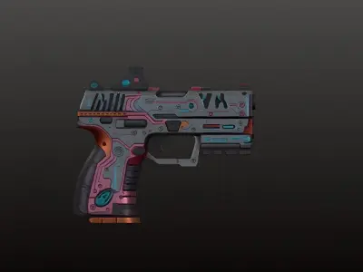 Sci-Fi Handgun 3D Model Game Ready Low-poly 3D model