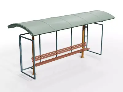 Bus Stand Waiting Area Free low-poly 3D model