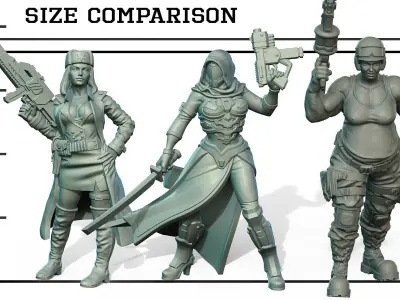 SCI-FI Miniature women soldier-Model 30 Free 3D print model