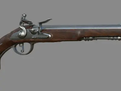 Weapon - Flemish Flintlock Pistol Low-poly 3D model