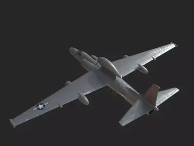 USA Air Force Lockheed U2S Dragon Lady reconnaissance airplane Low-poly 3D model