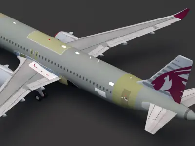 Qatar Airways A320 Unpainted 3D model