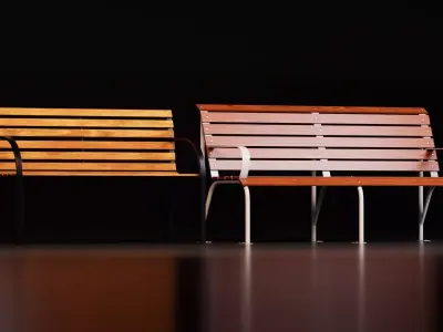 Modern Outdoor Wooden Bench Pack Free low-poly 3D model
