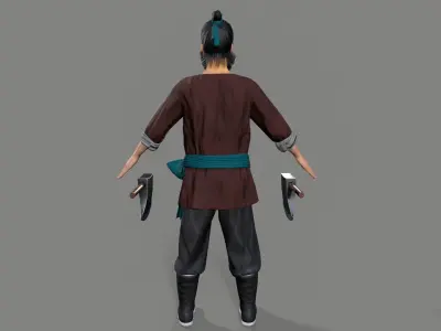 Ancient Chinese warrior Low-poly 3D model