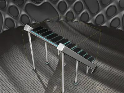 Sci-Fi Stairs - 16- Silver Blue Neon Light Version Low-poly 3D model