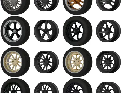 Aftermarket Car Wheels Pack Low-poly 3D model