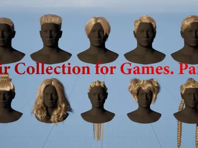  Pack real time hairstyles part 1 Low-poly 3D model