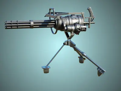  M134 Minigun PBR Unity UE Arnold V-Ray Textures Included Low-poly 3D model