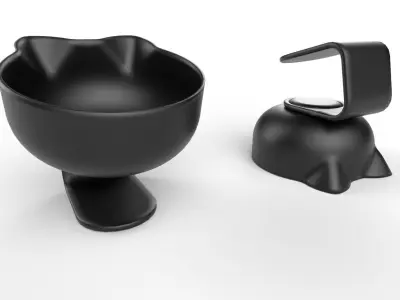 Pet Bowl M05 - with STL Low-poly 3D model