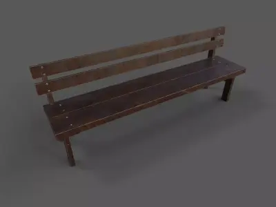 Old Wood Bench Low-poly 3D model shop