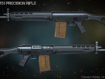 SIG 751 Precision Rifle Low-poly 3D model