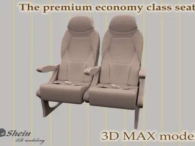 The premium economy class seat 3D model