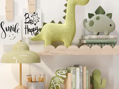 Crate and Barrel Wooden Easel Dollhouse and Decor for Kids 02 3D model